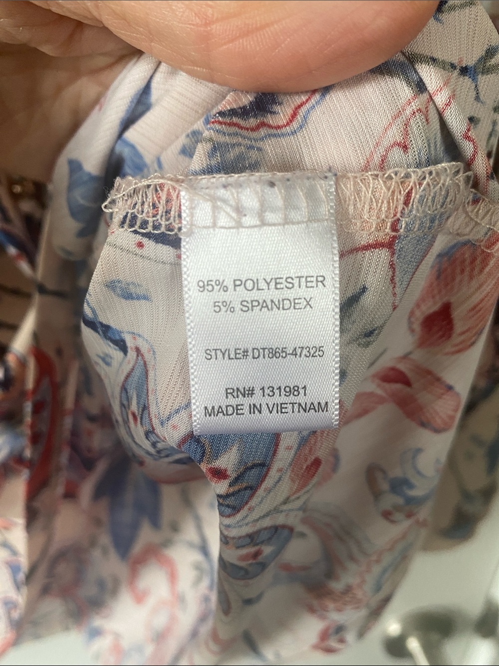NAIF Tunic Light Pink Blue Red Coral Floral & Paisley Tie-Neck Split Sleeve Sz L - Picture 8 of 11